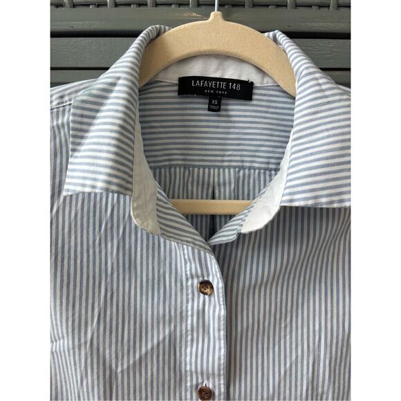 LAFAYETTE 148 NY Everson Solo Melange Stripe Long-Sleeve Blouse, $448 XS - Picture 3 of 9